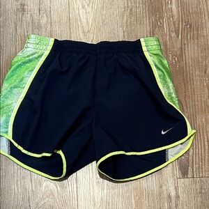 Nike Dri Fit Tempo Navy & Lime Athletic Running Gym Shorts Womens SM